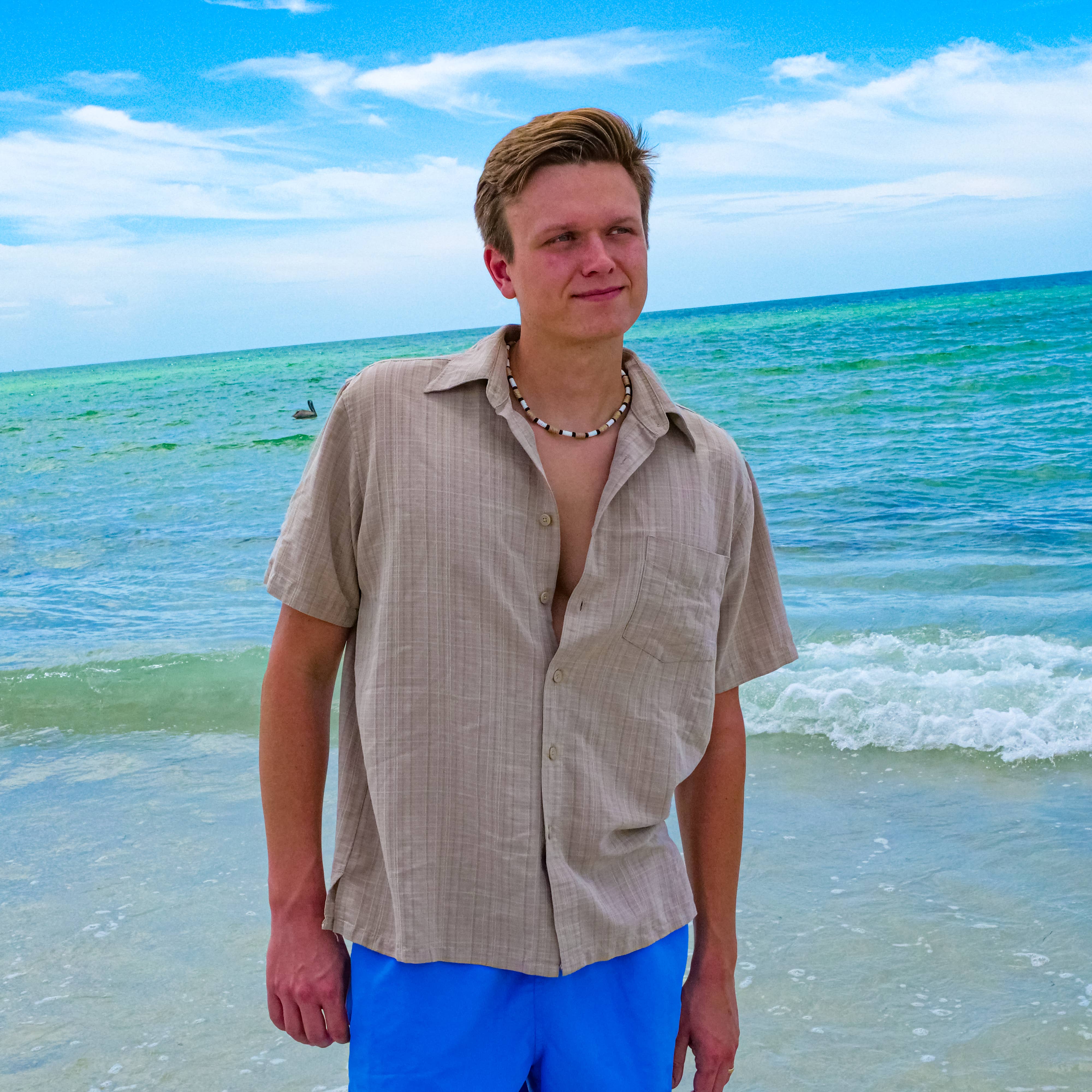 Natalia - Wholesale Choker/Collar - Summer Beach Hemp and Puka Shell Necklace Choker for Men- PC7