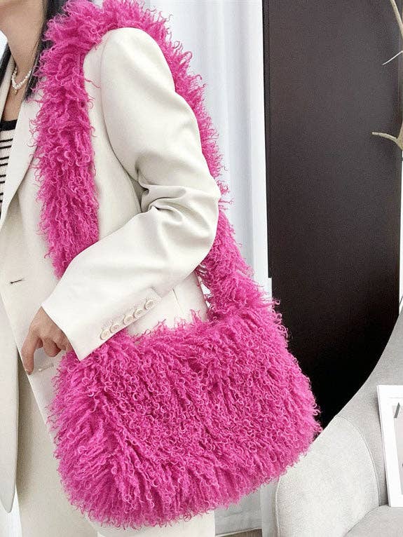 Ladies Faux Mongolian Fur Looking Hanging Bag SKAB4103 for wholesale by Sweetkama