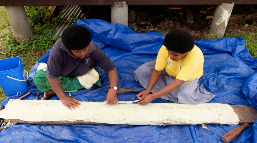 Rise Beyond the Reef - Wholesale Ornament Set - Masi Flower Holiday Ornaments - Natural Set of Two (2)2