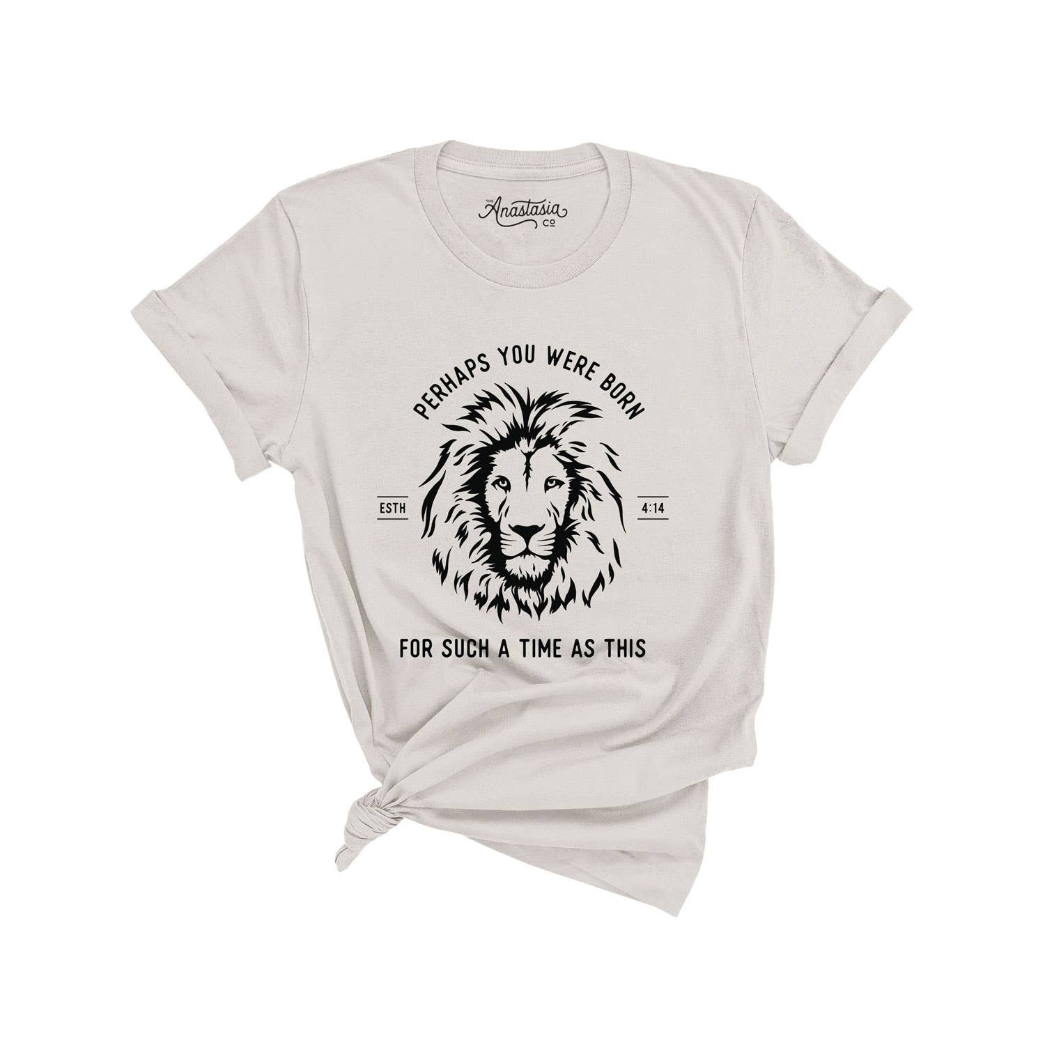 The Anastasia Co - Wholesale Screen Printed T-Shirt - Women's - For Such a Time Esther Lion Christian Graphic Tee - Stone2