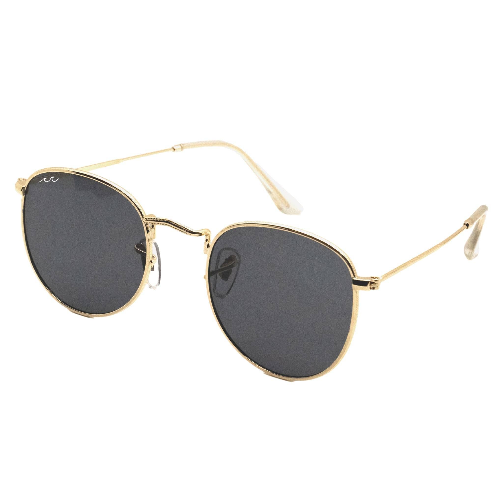 Wavey | Sunglasses - Wholesale Sunglasses - Unisex - Black Lens & Gold Frame | Round Style | Unisex & Stylish1
