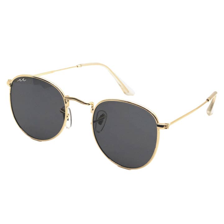 Wavey | Sunglasses – wholesale Sunglasses – Unisex – Black Lens & Gold Frame | Round Style | Unisex & Stylish1