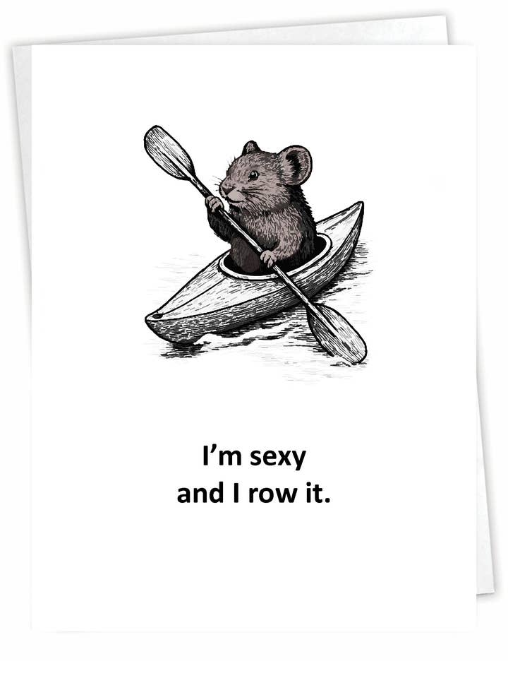 Carte Amusante en Plein Air - Marmotte en Kayak - Intérieur Vierge pour la vente par Blue Spark Card Co