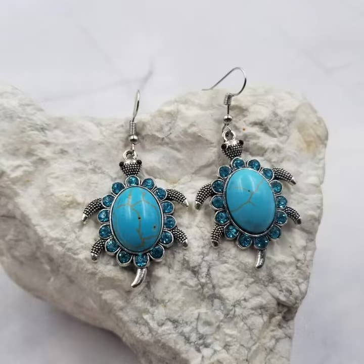 The Pretty Jewellery - Wholesale Dangle Earrings - Beach Turquoise Turtle Earrings