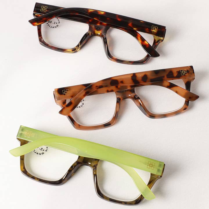 ASSORTED COLORS Leopard Square Glasses Frame Reading Glasses for wholesale on Faire