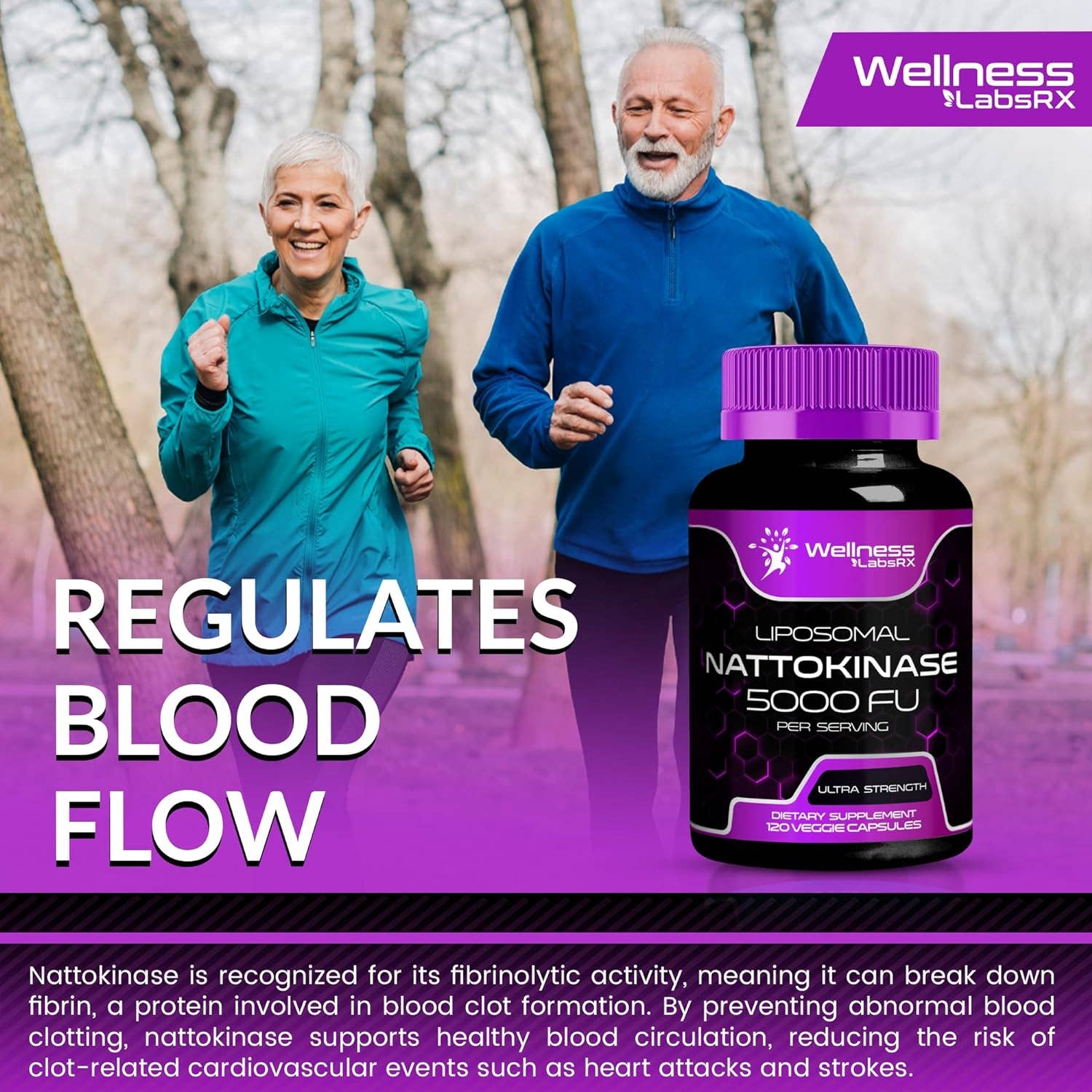 Health & Wellness Associates Inc. - Wholesale Oral Supplement/Vitamin - Liposomal Nattokinase  5000 FU – Ultra Strength – 120 Capsules5