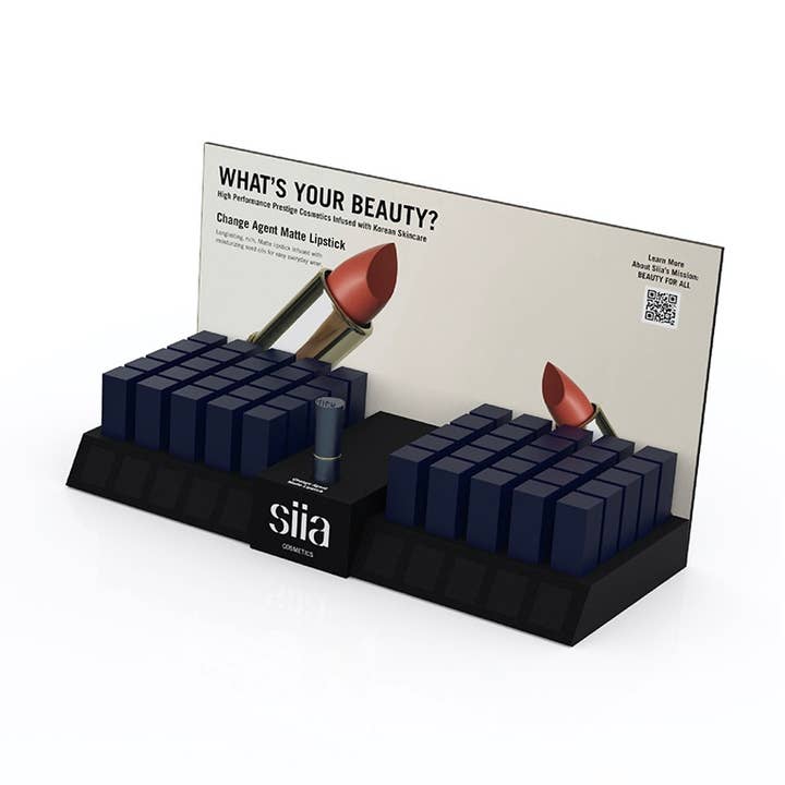 DRCT1 - Présentoir de comptoir (rouge à lèvres mat) pour la vente par SIIA Cosmetics