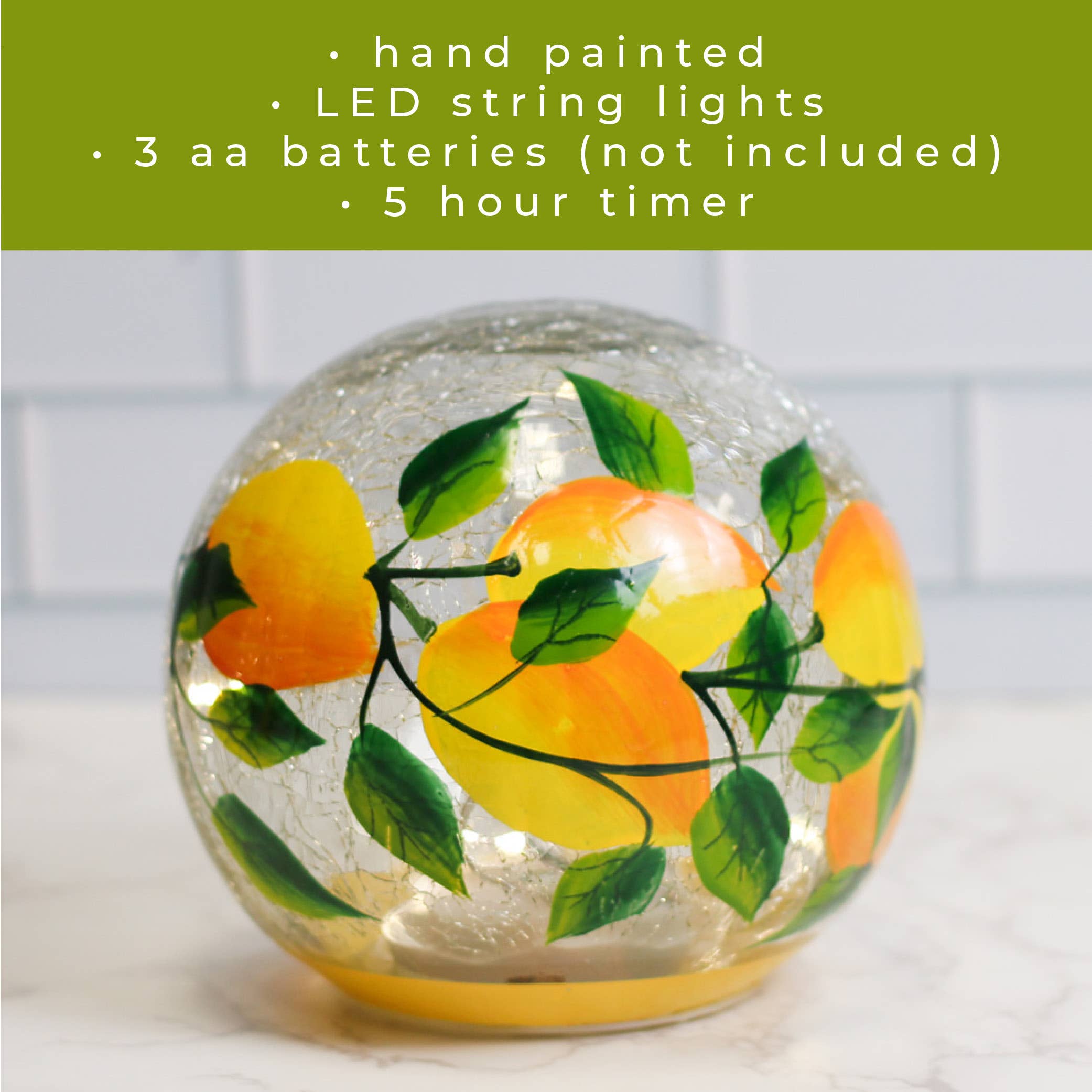 A Cheerful Giver - Wholesale Decorative Tabletop Object - Lemon - LED Glass Orb1