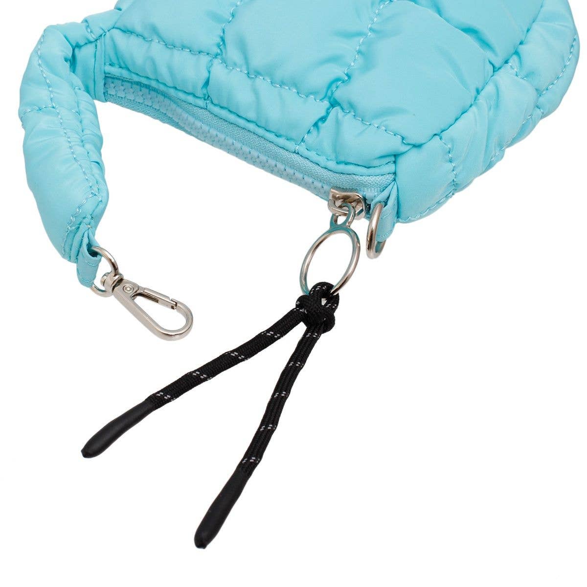 Aqua Quilted Mini Bag Keychain Stanley Clip for wholesale on Faire1