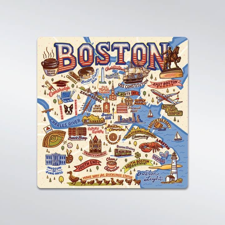Boston Vintage Map Magnet for wholesale by Commonwealth Souvenirs