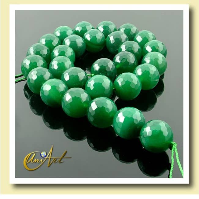 Faceted Green Agate 14 Mm - Bead Strands for wholesale by UniArt