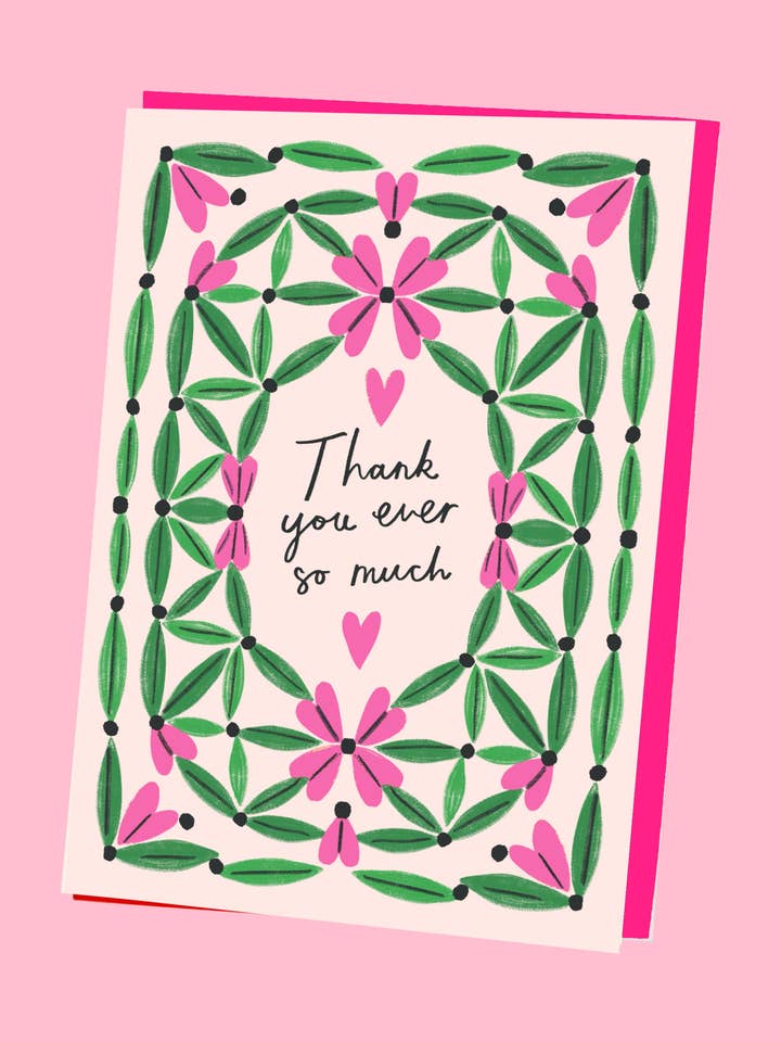 Thank You Heart Lattice Card for wholesale by Kitty Kenda Papergoods