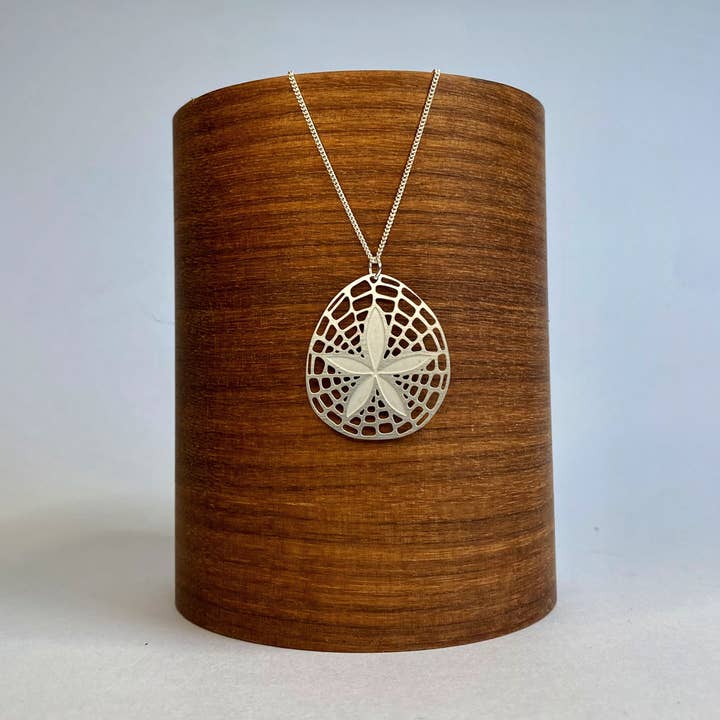 Sand Dollar Silver Pendant Necklace for wholesale by Go Do Good
