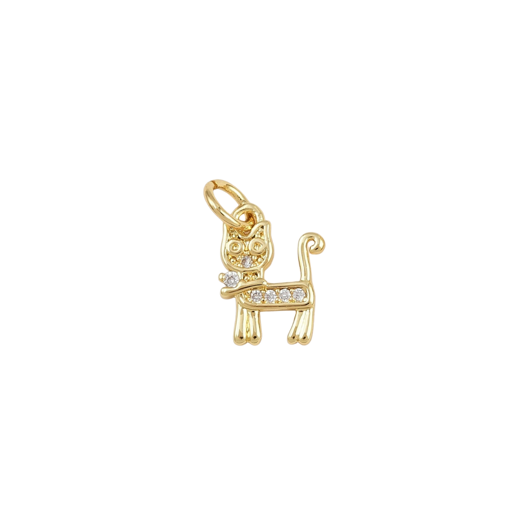 The Charm Bar Company - Wholesale Individual Charm/Pendant - Gold Charlie Cat Charm1