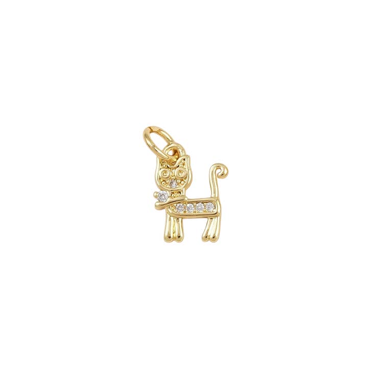The Charm Bar Company - Wholesale Individual Charm/Pendant - Gold Charlie Cat Charm1
