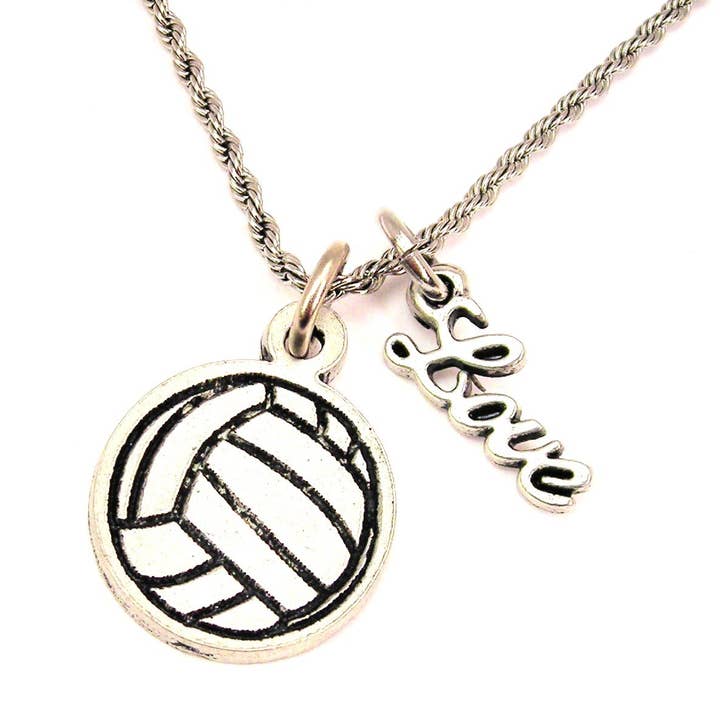 Collier corde de volley 20" avec accent d'amour école de sport pour la vente par Chubby Chico Charms