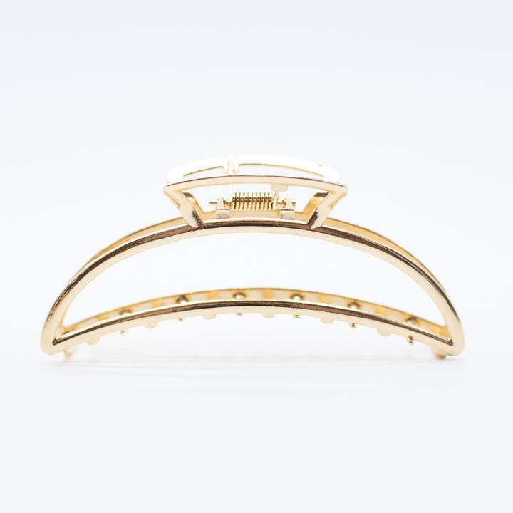 Gold Metal Open Crescent Hair Claw Clip for wholesale by Femme Faire