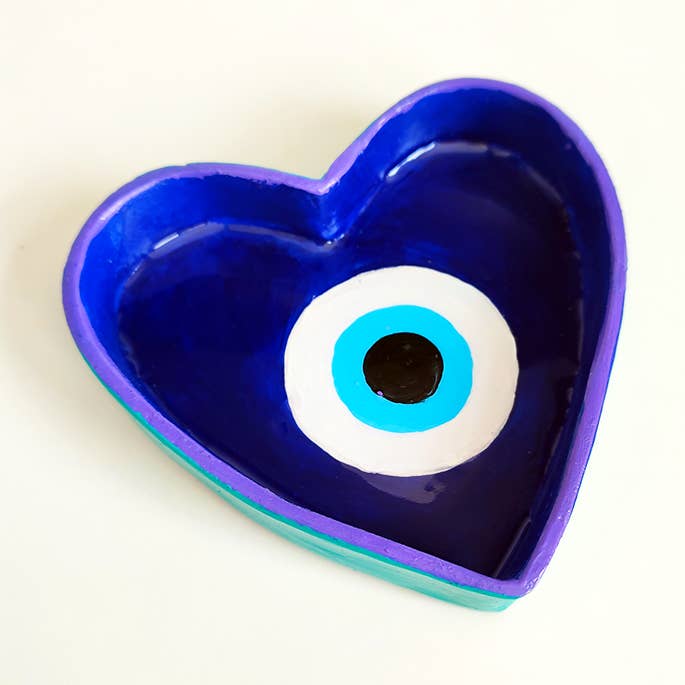 Scatola porta gioielli a forma di cuore con occhio turco per la vendita all'ingrosso da parte di Chunchitos