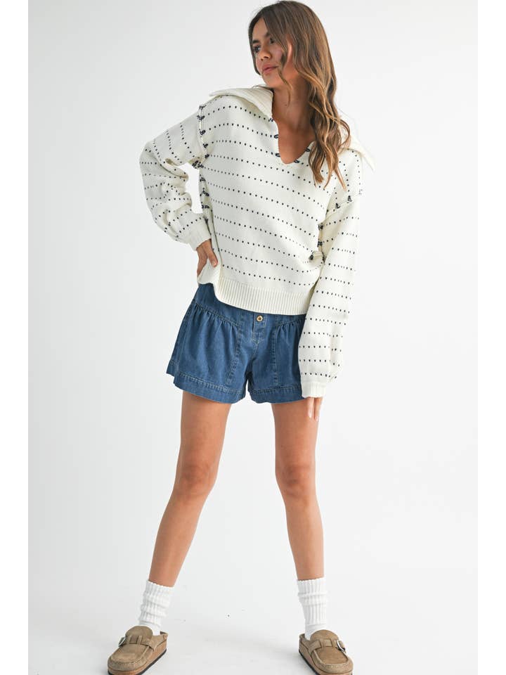 AEMI + CO - Wholesale Knit Sweater - Women's - 3294GK Dot Knit Pullover Sweater11