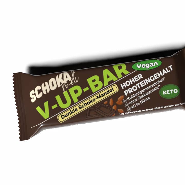 V-UP-BAR Cioccolato Fondente-Mandorla per la vendita all'ingrosso da parte di Schokamoli