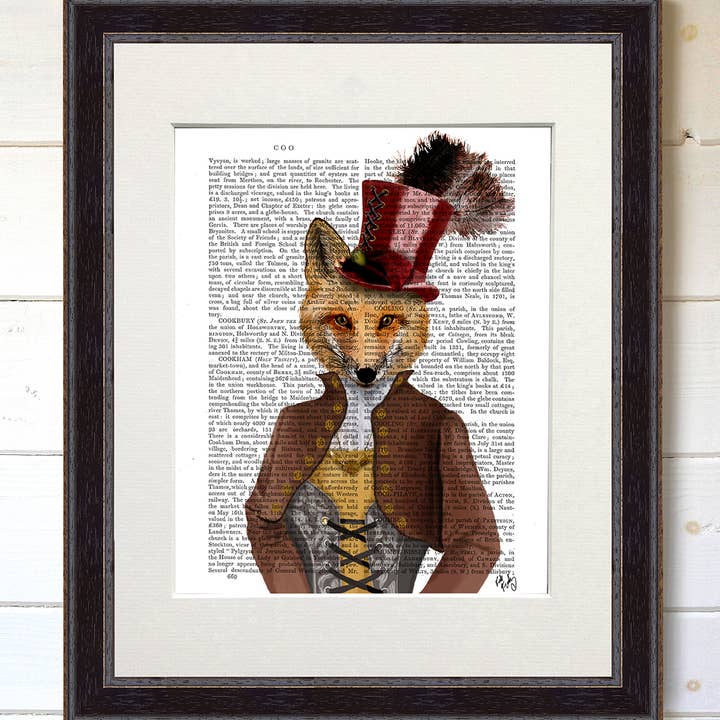 Vivienne Steampunk Fox Book Print / Art Print / Wall Art for wholesale by FabFunky Ltd