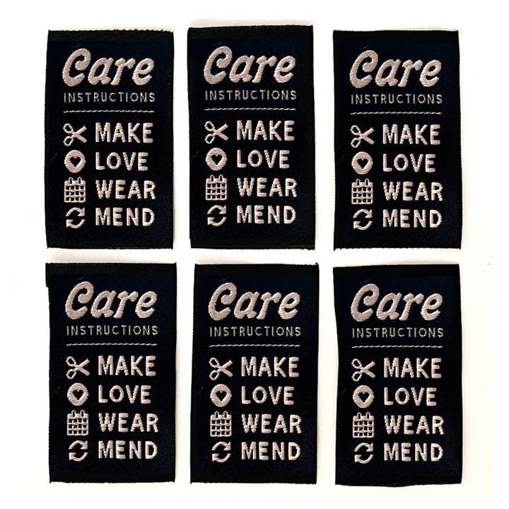 Care Instructions Labels Pack of 6, Black for wholesale by Shelli Can