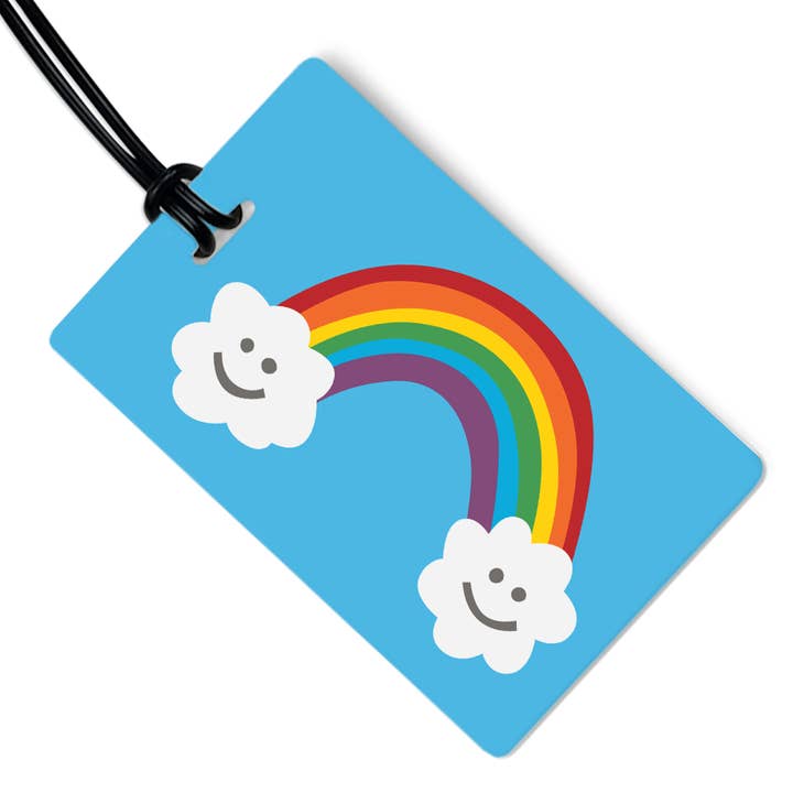 Rainbow bagagelabel met zwarte riem voor wholesale door R. Nichols Stationery & Gifts