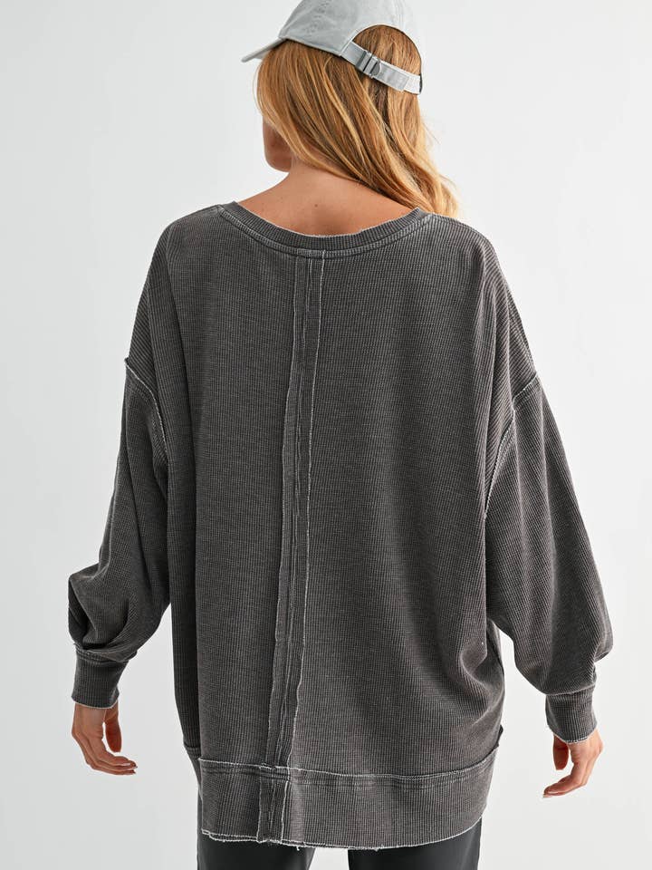 Mono B - Wholesale Tunic - Women's - Cotton Blend Waffle Knit Oversized Long Sleeve22