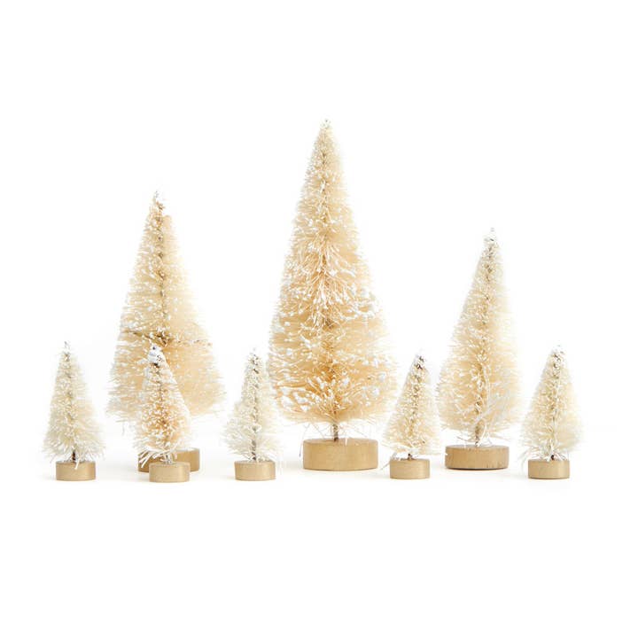 Factory Direct Craft - Wholesale Artificial Christmas Tree - Frosted Cream Bottle Brush Sisal Trees (Bag of 8)