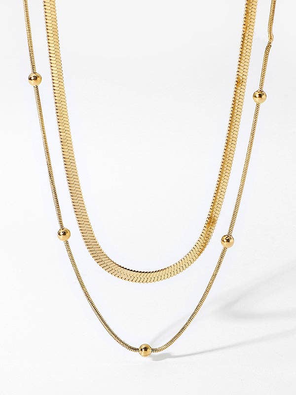 GOLD Double Layered Snake Chain Solid Color Necklaces Accessories for wholesale on Faire4