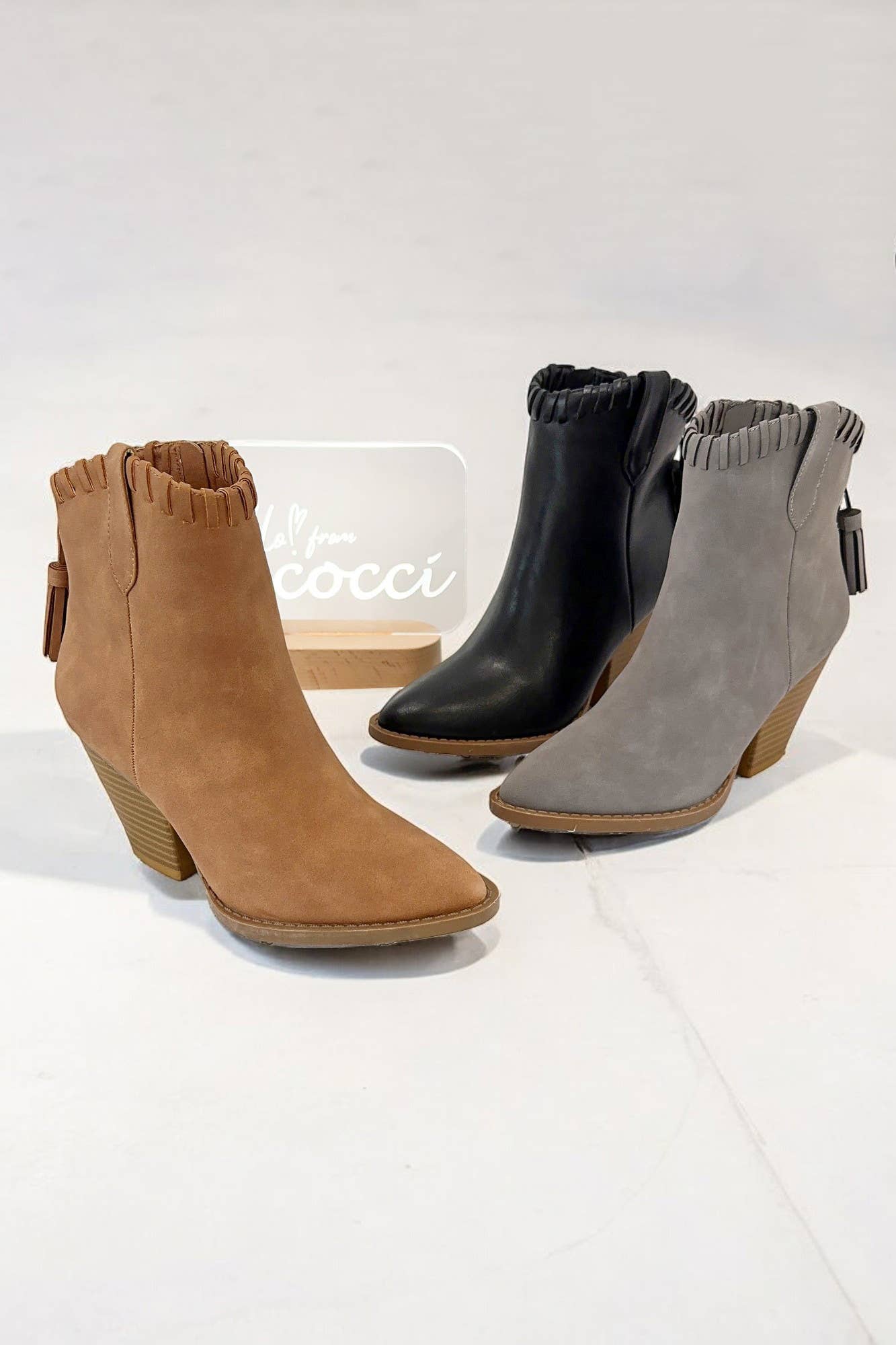 CCOCCI - Vente Bottines – femme - Bottines chevilles en suédine synthétique RIVER-23 avec surpiqûres au point de sellier1