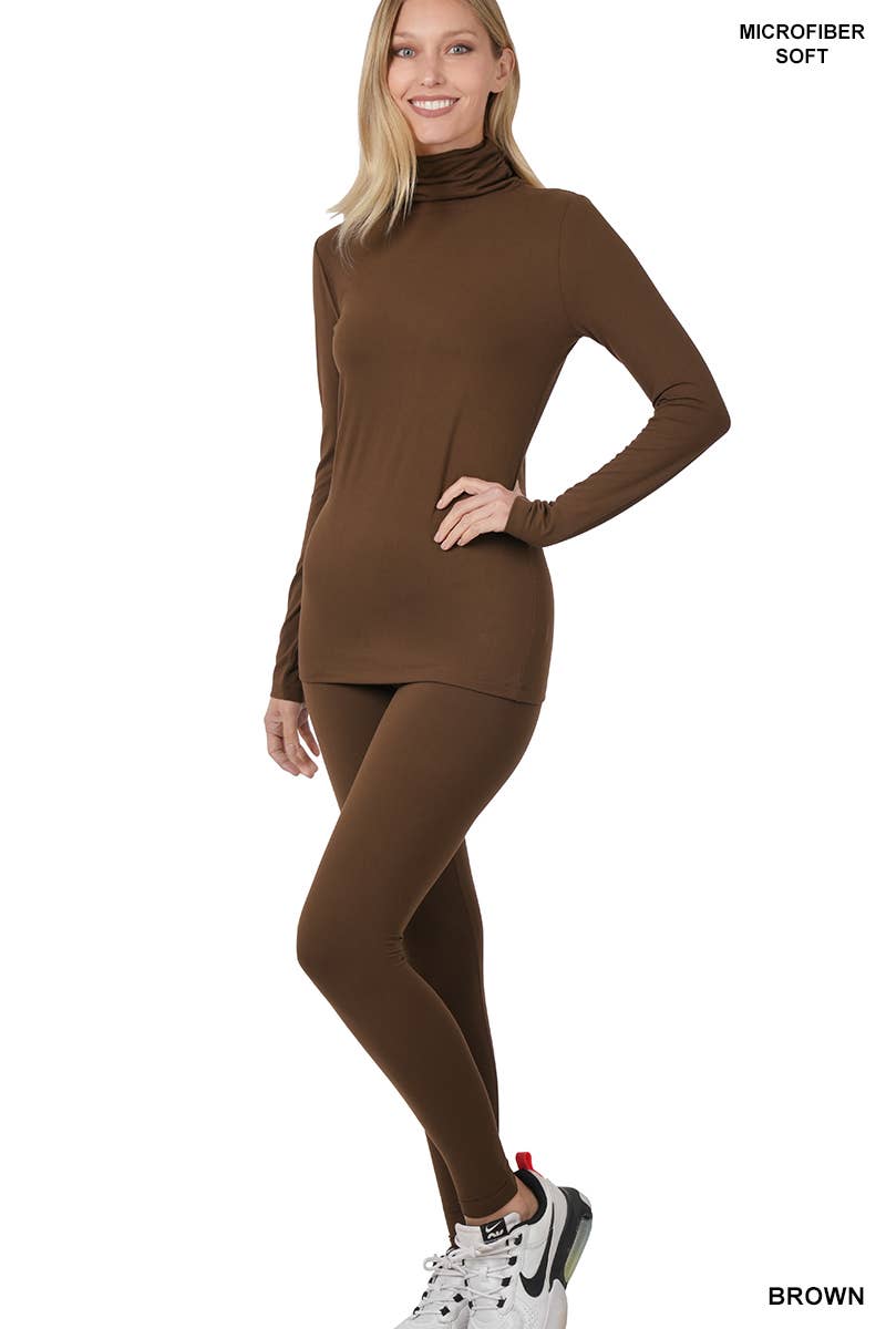 Vanilla Monkey – wholesale Lounge set – Women's – Brushed Dty Microfiber Mock Neck Top Leggings Set3