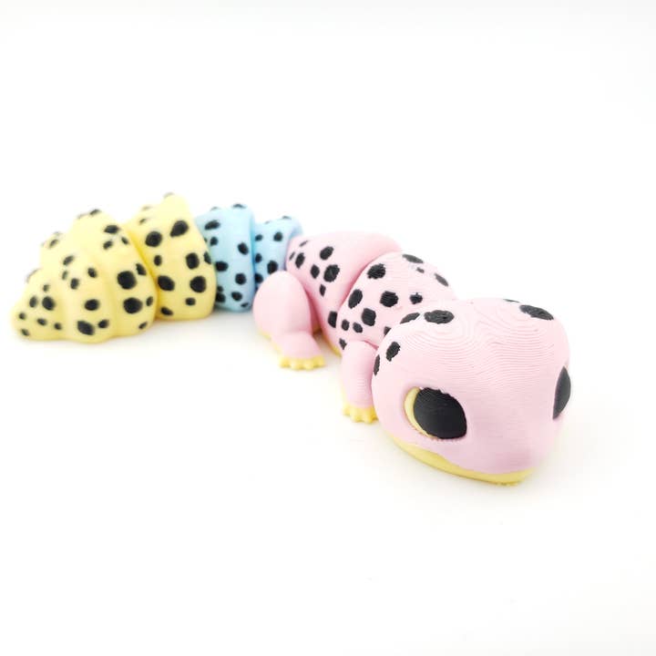The Geek Galleria - Vendita all'ingrosso Statuette decorative - 1 Geco Leopardo Articolato Pastello - Decorazione Regalo - Creatura Fantasy Stampata in 3D - Venditore Autorizzato
