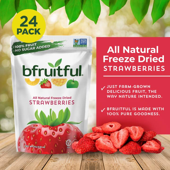 bfruitful - Wholesale Dried/Dehydrated Fruit - Freeze Dried Strawberries (24 Pack)2