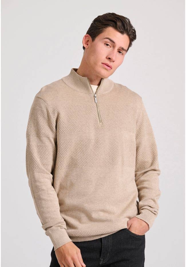 Funky Buddha - Vendita all'ingrosso Maglione tricot - Uomo - Pullover da uomo con mezza zip e motivo a cialda7