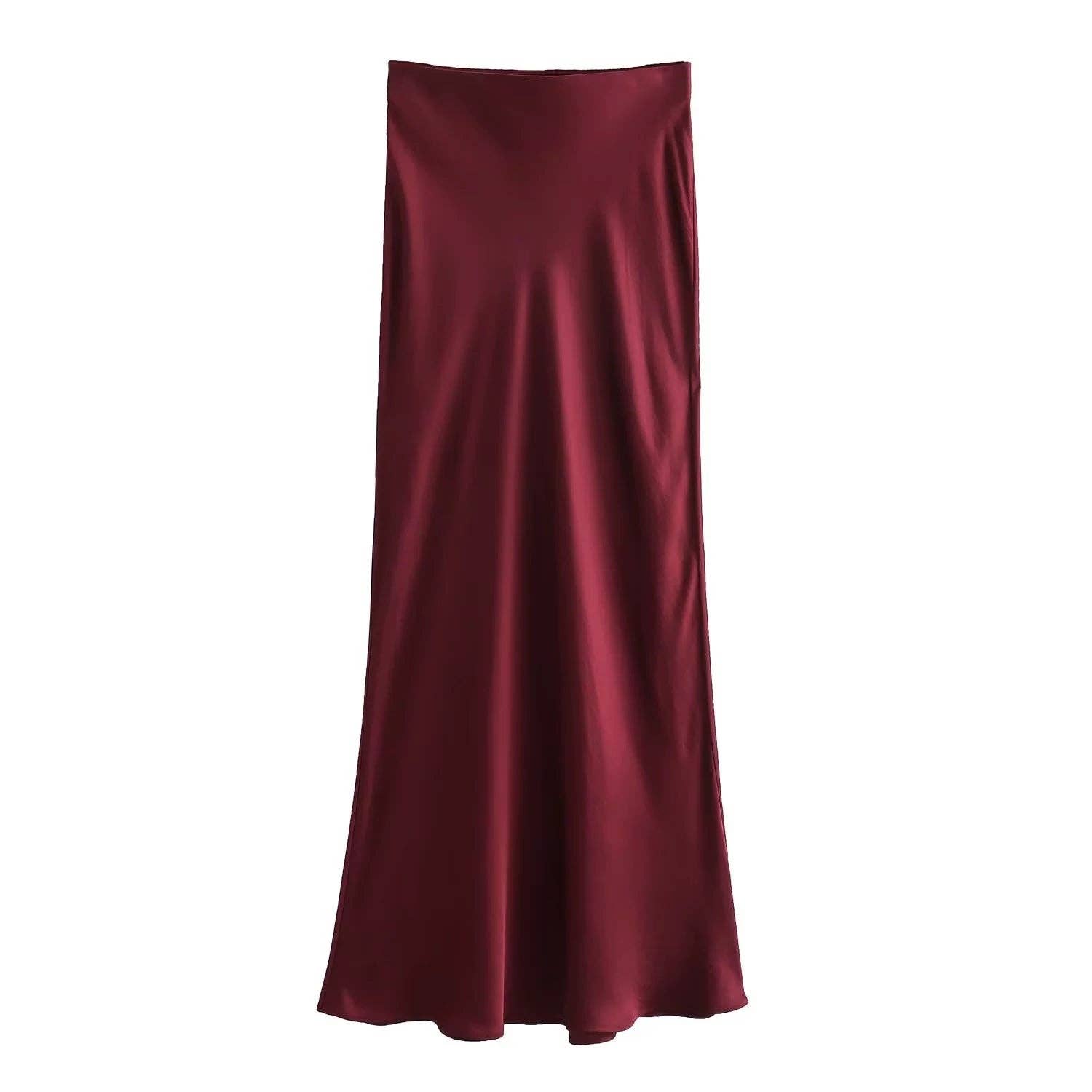 Sweetkama – wholesale Skirt – Women’s – Ladies Solid Color Satin Midi Skirt 551512