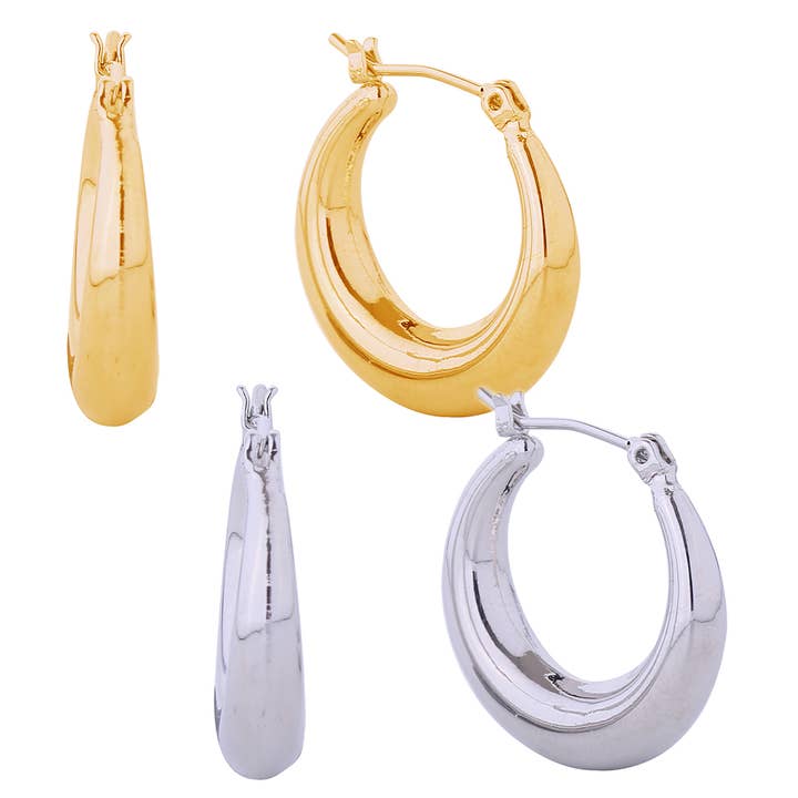 14K Dipped Chunky Hoop Pin Catch Earrings for wholesale by Fashion City