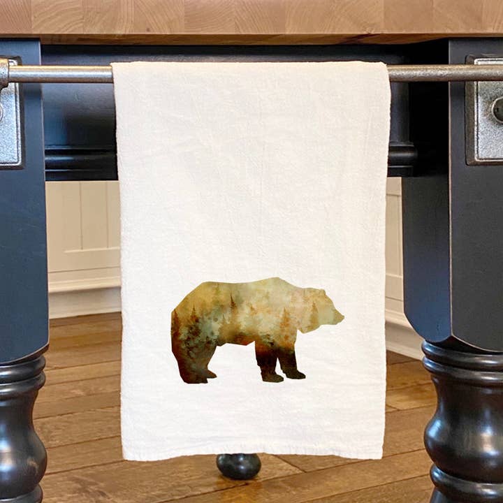 Watercolor Bear - Cotton Tea Towel for wholesale by North & Pine
