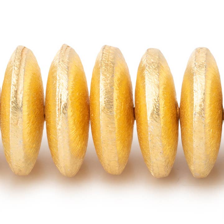 18mm 22kt Gold Plated Copper Brushed Disc 8 inch 33 Beads for wholesale by Beads of Cambay