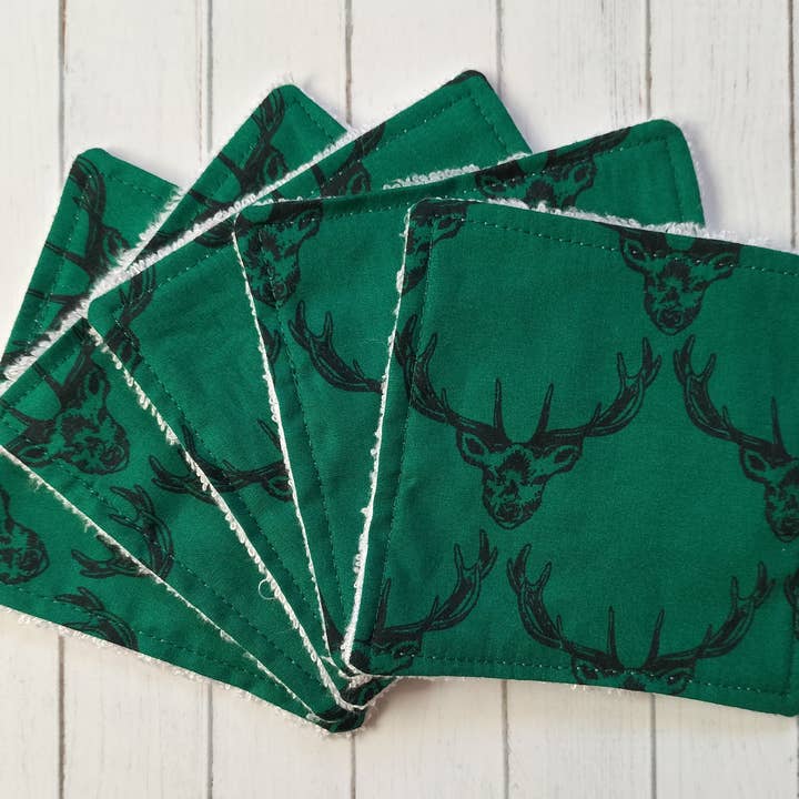 Scottish Stag reusable face wipes, eco friendly cloths for wholesale by Hannah and me