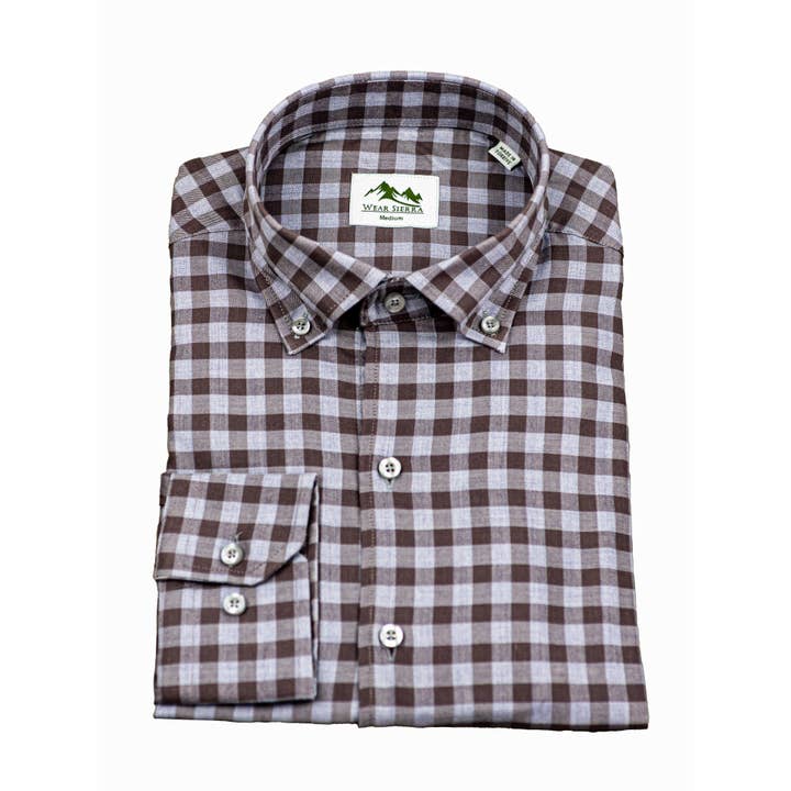 Men's Long-Sleeve Button-Down Shirts in Gray Check for wholesale by Wear Sierra
