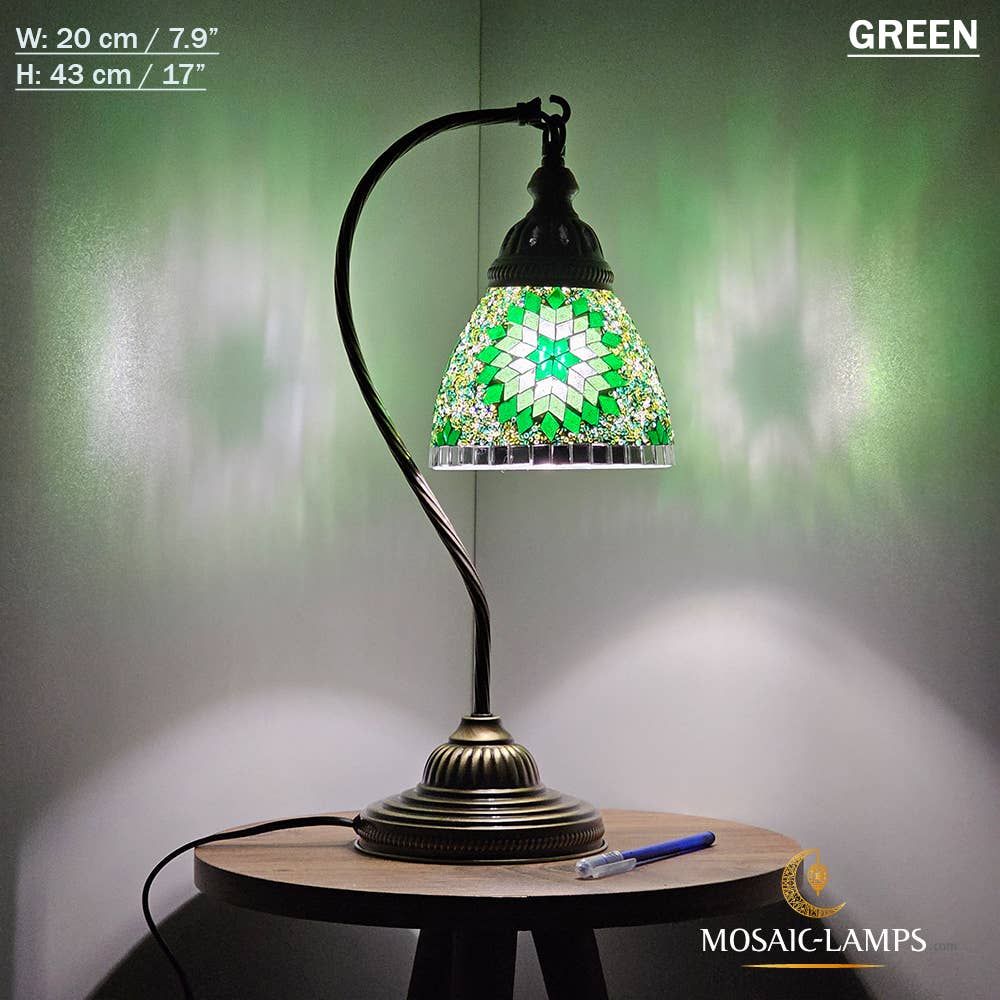 Mosaic Lamps - Wholesale Accent/Desk Lamp - 10+ Colors - Swan Neck Reading Table Lamp, Turkish Mosaic Re4