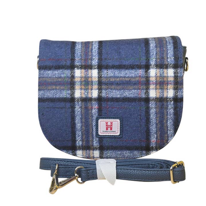 Strathurie Tweed Ladies Borland Blue Saddle Style Bag 7116 for wholesale by Strathurie