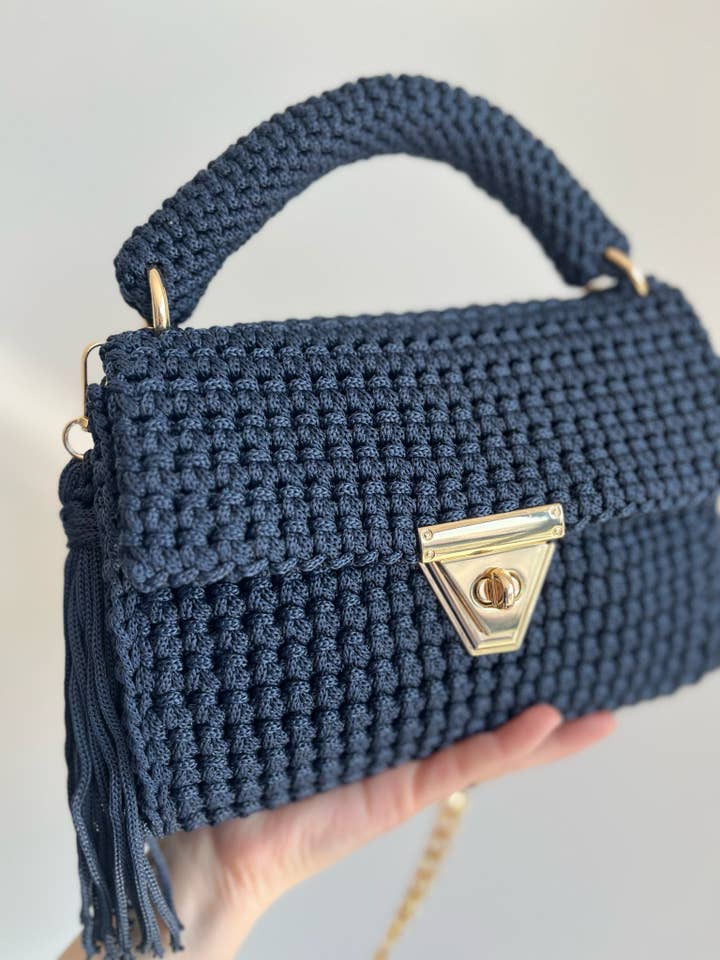 CHQEL Polyester Macrame Shoulder Bag Handmade Crochet Bag  for wholesale by CHQEL