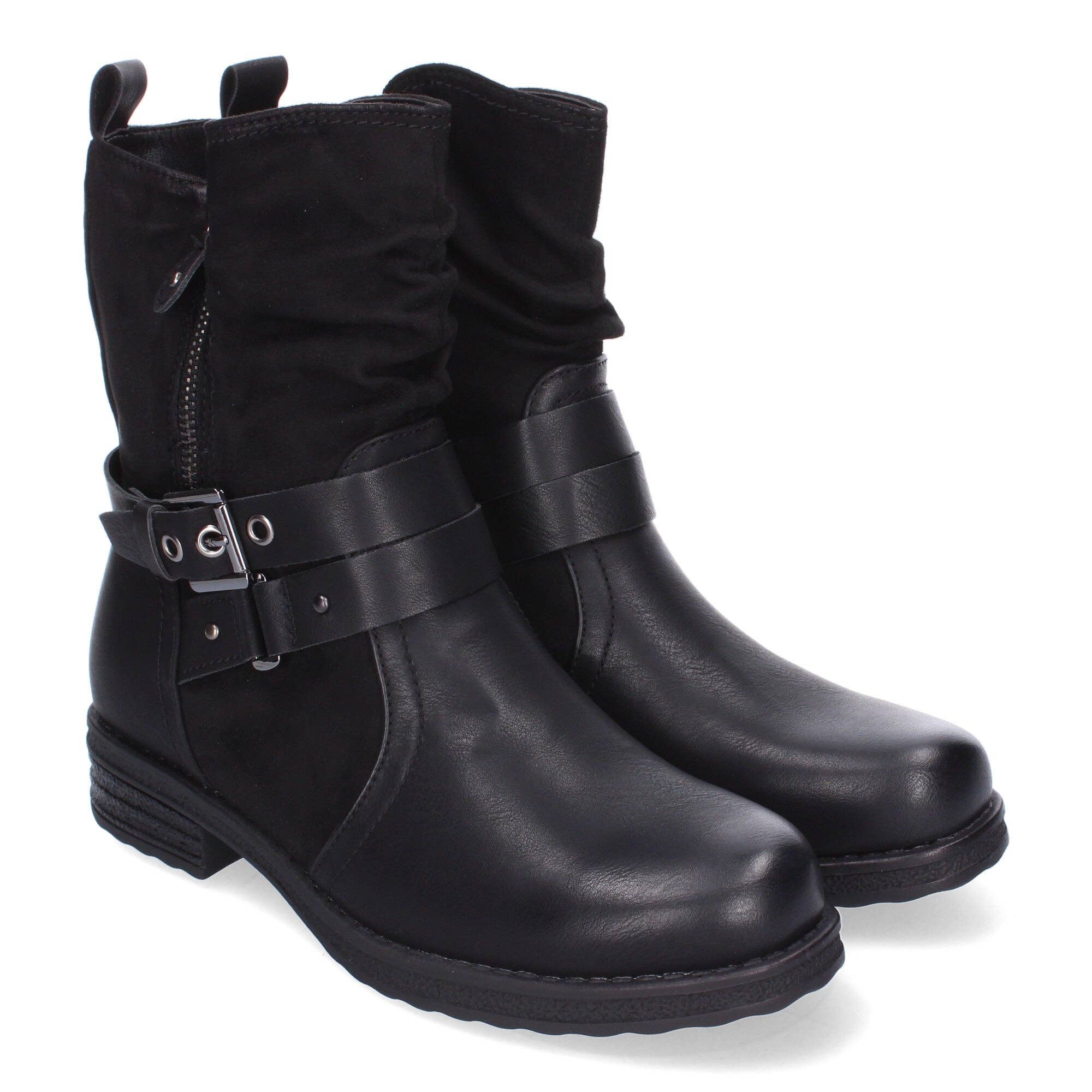 Brideluxe Mayorista - Venta al por mayor Botas - Mujer - Botas de Mujer Elegantes con Hebillas, Tiras Decorativas y Cremallera Lateral0