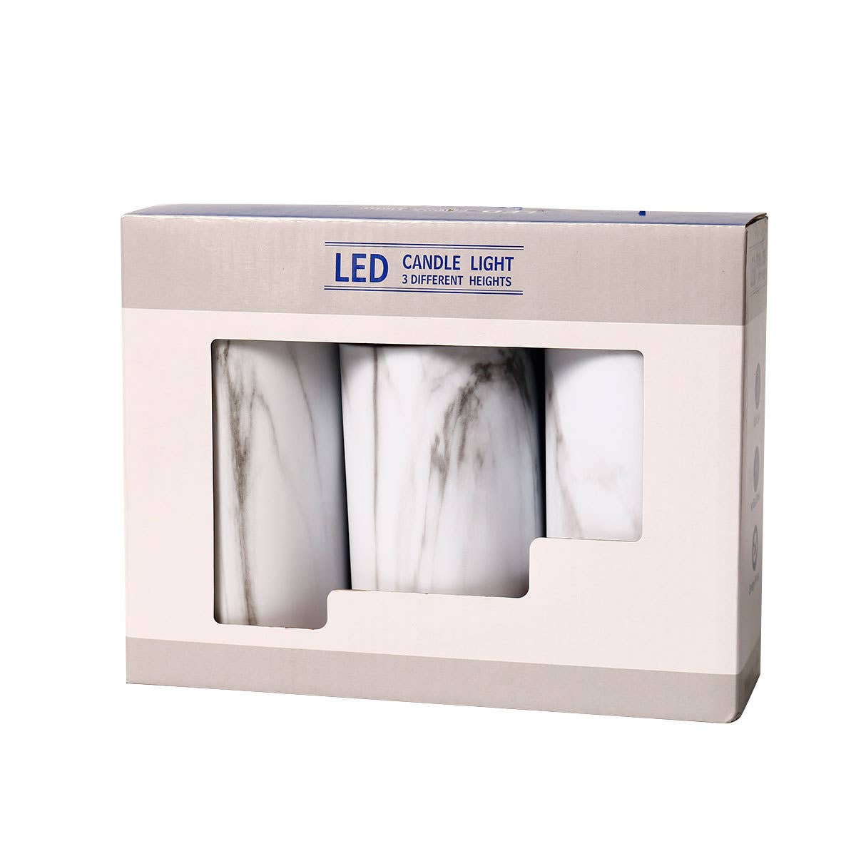 huemabe (All Import Duties Covered) – wholesale Flameless candle – 3pcs Set Marble-Pattern LED Electronic Candle Lamp1