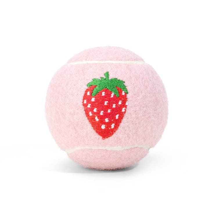 Embroidered Tennis Ball - Strawberry for wholesale by Cocopup London