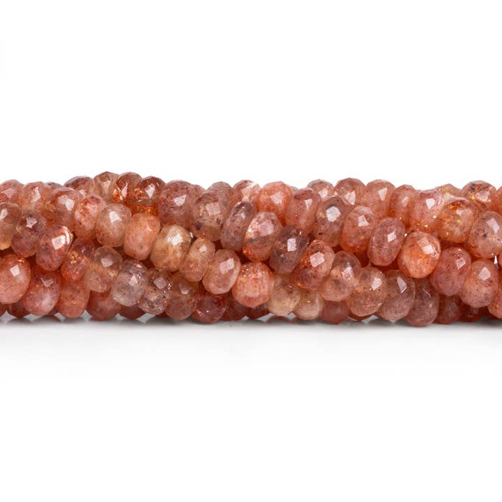 5mm Sunstone Faceted Rondelles 8 inch 50 beads for wholesale by The Bead Traders