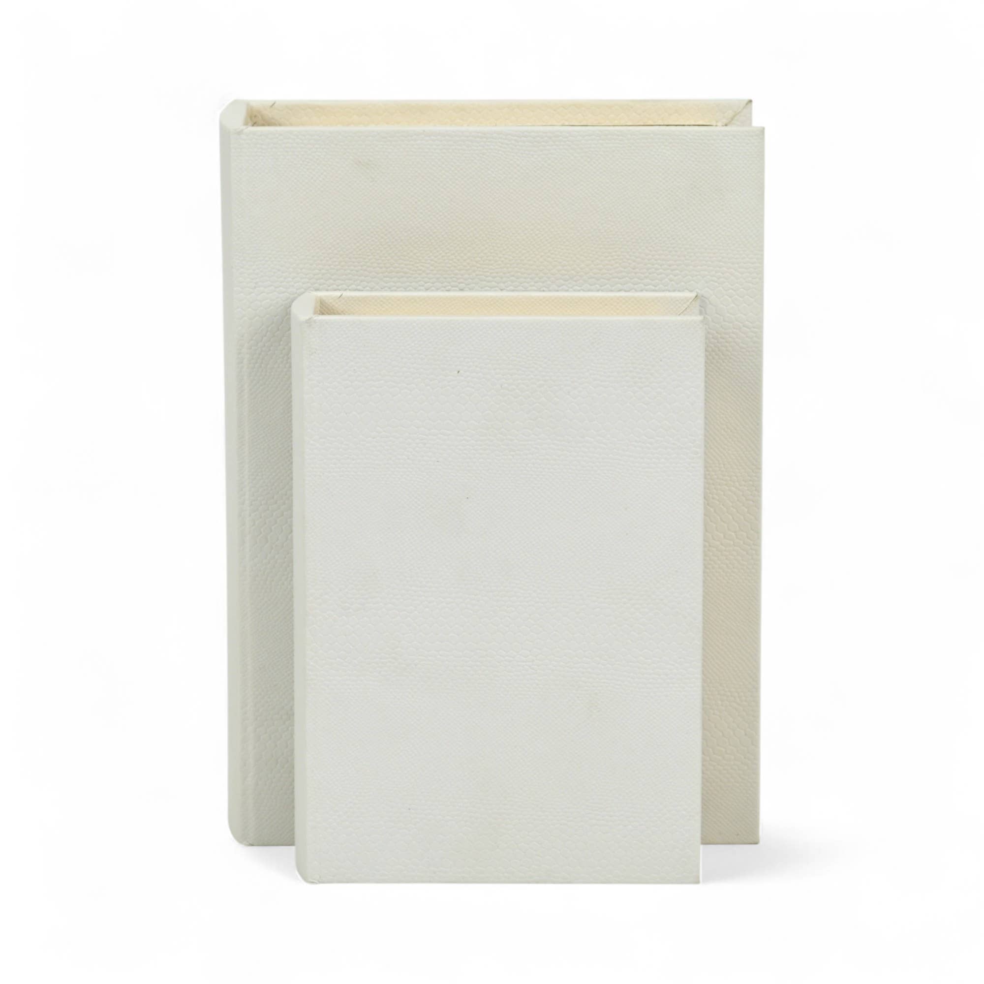 Cheungs Home Decor - Wholesale Decorative Box - Faux Alligator Themed WhiteVinyl Wrapped Book Box Set1