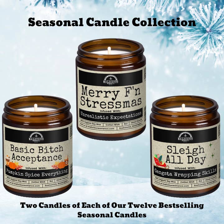 Malicious Women Candle Co - Wholesale Jar/Filled Candle - The Seasonal 24 Candle Collection1